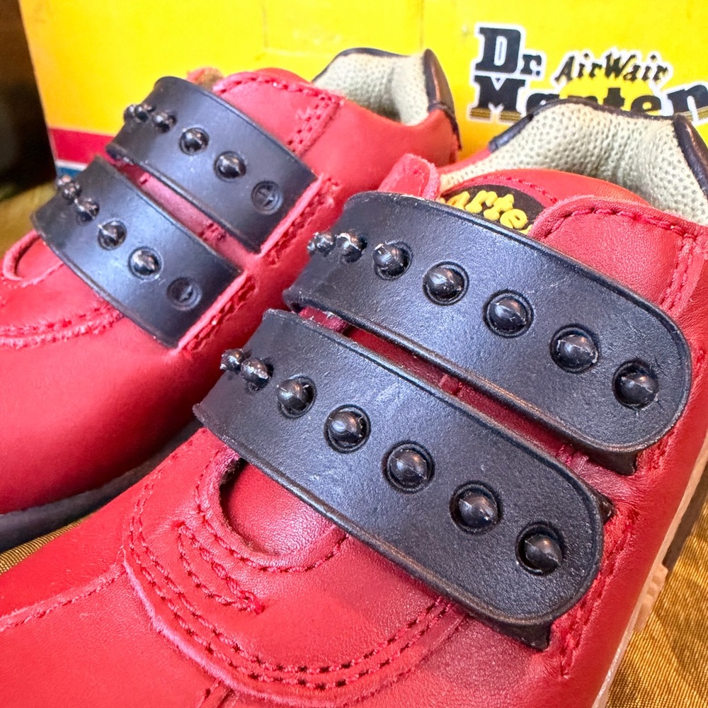 VINTAGE Dr. Martens Gripper 1 Red Leather Chunky Platform Sneakers Toddler 8 NIB - Picture 4 of 7